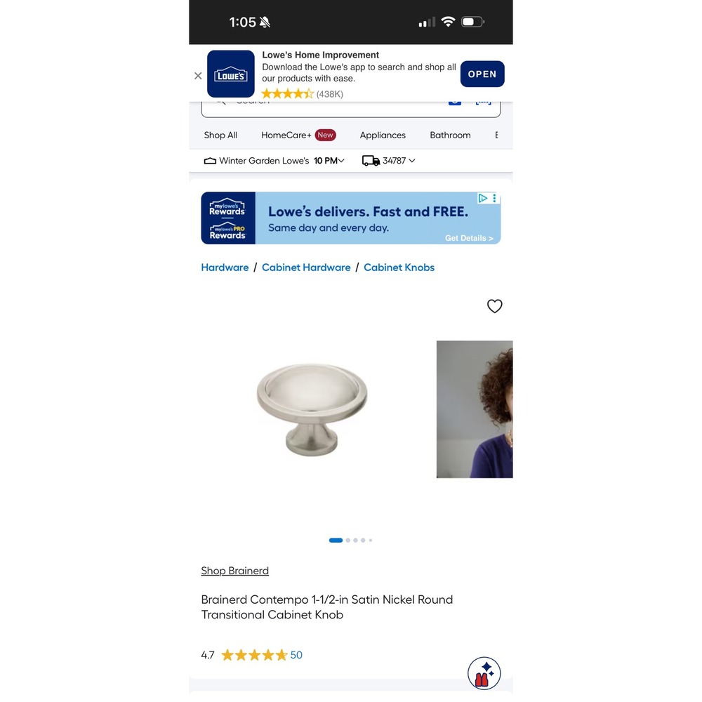 Brainerd Contempo 1-1/2-in Satin Nickel Round Transitional Cabinet Knob 15 Pack